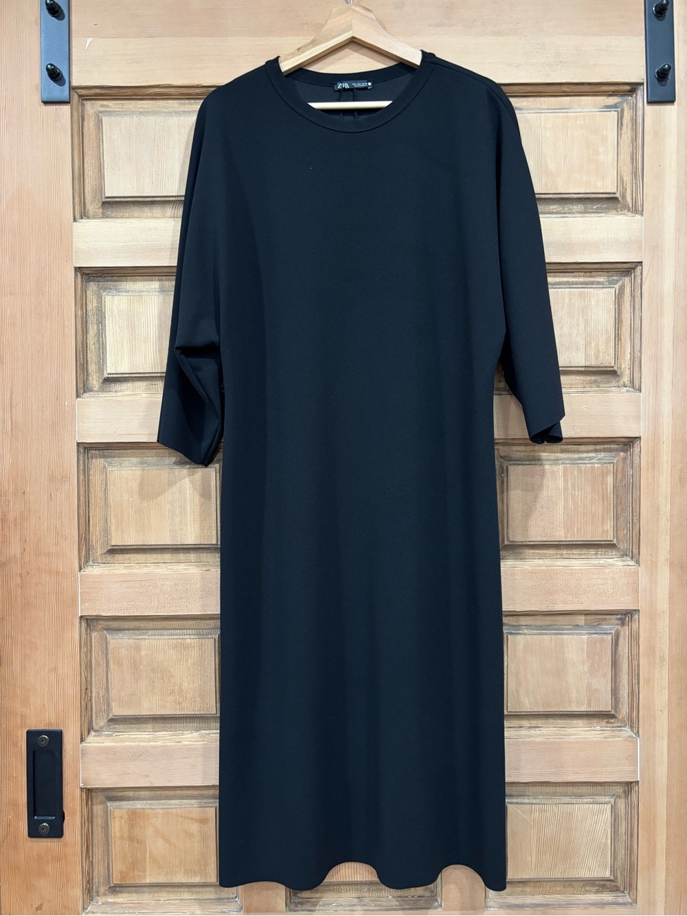 Zara Black Long Sleeve Oversized Crewneck Shirt
